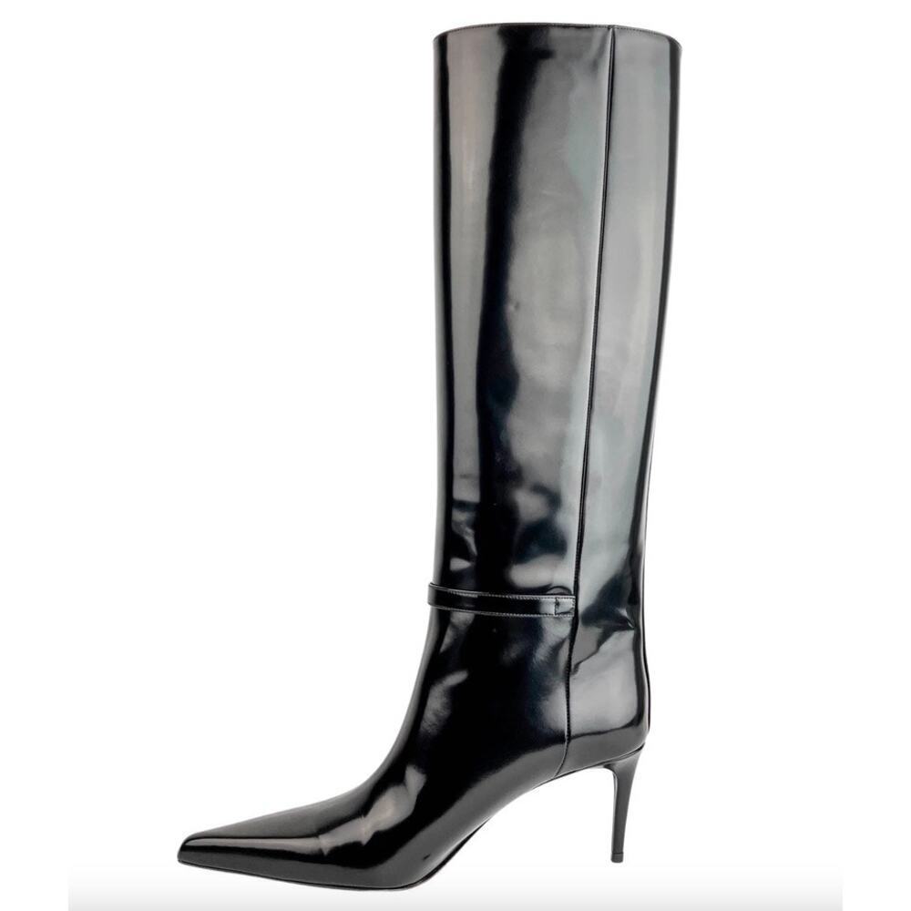 Saint Laurent Lee 70mm Patent Leather Buckle Boot Sz 38.5 - Picture 2 of 5